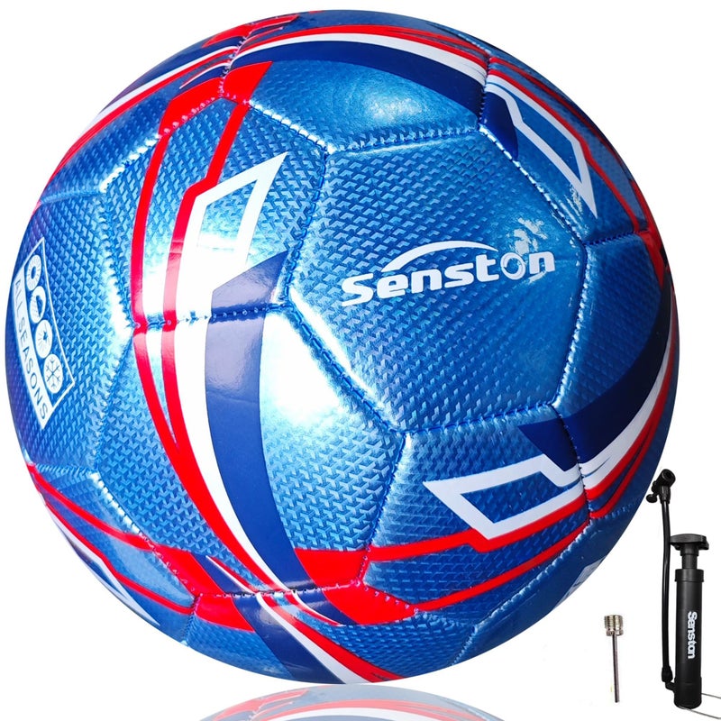 Senston Soccer Ball with Pump Size 5 - Durable Waterproof Football for Indoor/Outdoor Training, Includes Hand Pump & Needle - Image 1